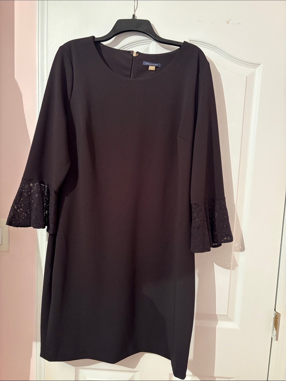 Tommy Hilfiger Black Lace-Cuff Midi Dress